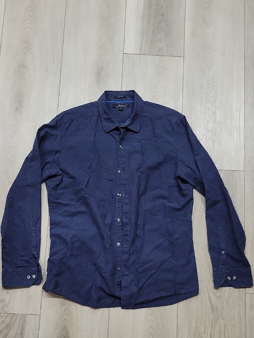 Marc Anthony Dark Navy Long-Sleeve Button-Up Dress Shirt